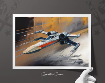 Star Wars X-Wing Fighter Art Print - Limited Edition Signature Series, Collectible Star Wars Fan Gift, Fan Art Illustration