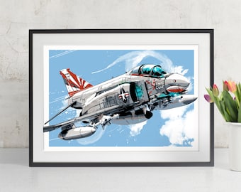 Airplane Art - F-4 Phantom - Airplane Print, vintage fighter jet, Airplane poster, Military Gift, Airplane Decor, Aviation, Pilot gift,