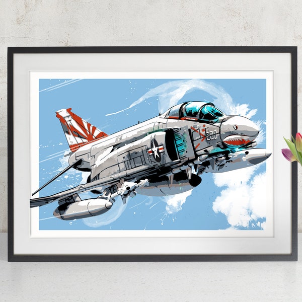 Airplane Art - F-4 Phantom - Airplane Print, vintage fighter jet, Airplane poster, Military Gift, Airplane Decor, Aviation, Pilot gift,