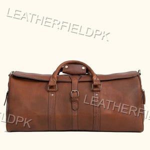 Full Grain Leather Weekender Bag: Vintage Style Buffalo Duffle