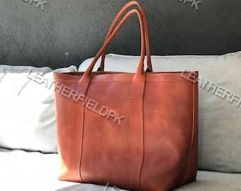 Oversized Tan Leather Tote Bag | Handmade Weekender Bag | Premium Leather Travelling Bag, Shoulder Bag, Women Handbag, Gift for Her