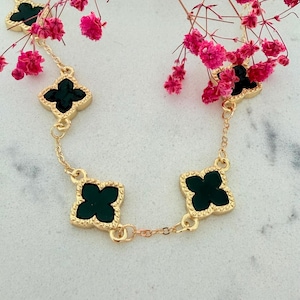 Bold Gold Flower Bracelet | Statement Floral Stainless Steel Jewelry | Dainty Flower Charm Bracelet | Gift for Her