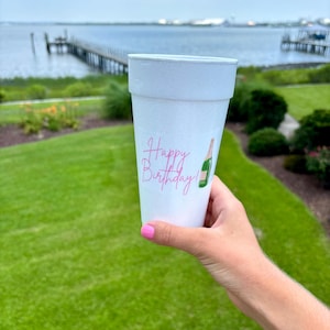 Happy birthday customizable Styrofoam cups- set of 12