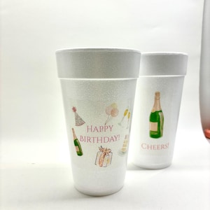Happy birthday customizable Styrofoam cups- set of 12