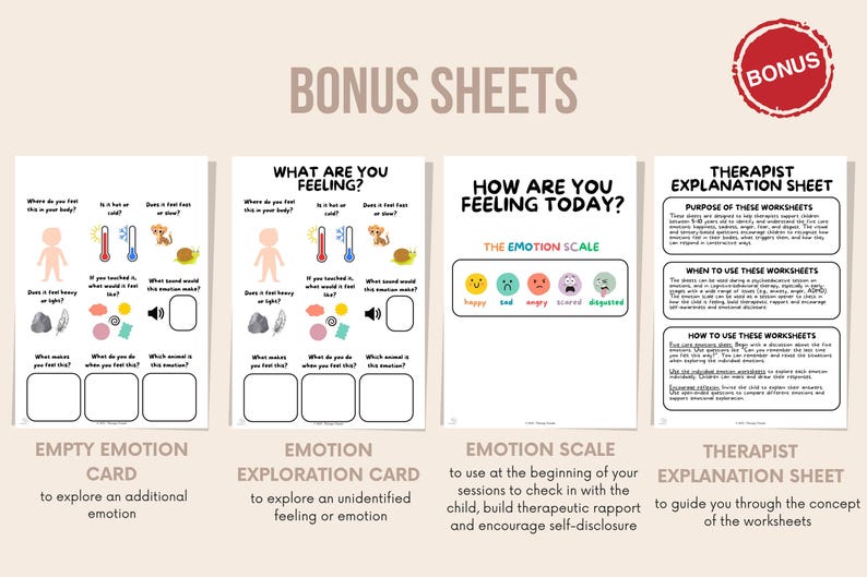 Core Emotions Worksheets for Kids | Printable Therapist Psychoeducation ...