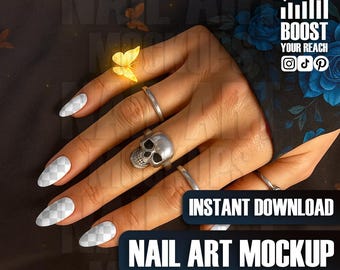 Digital Nail Mockup Hand: Short Nails for Art & Design
