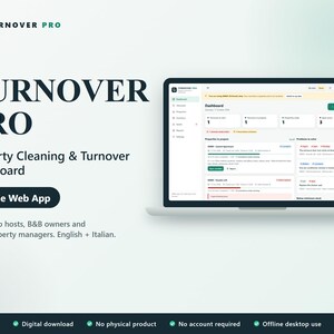 Airbnb Turnover Cleaning Checklist, Inventory & Maintenance Tracker, Vacation Rental Management Dashboard, Offline HTML App