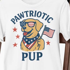 T-shirt patriotique chien, T-shirt chiot pawtriotique, chemise drapeau USA, T-shirt chien dessin animé, cadeau pour amoureux des animaux, chemise drôle unisexe