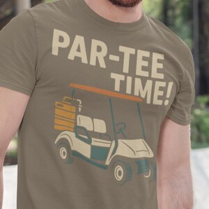ゴルフTシャツ、ゴルフカートパーティーTシャツ、パーティータイムシャツ、ドリンクTシャツ、面白いゴルフギフト