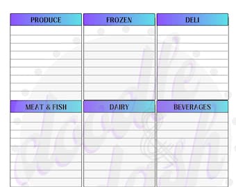 Grocery List Printable Template, Grocery Planner, Food Shopping List, Letter/A4, Instant Download PDF - Goodnotes Compatible