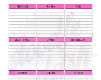 Grocery List Printable Template, Grocery Planner, Food Shopping List, Letter/A4, Instant Download PDF - Goodnotes Compatible