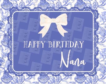 DIGITAL DOWNLOAD-Custom Grandmother Name Chinoiserie Birthday Card