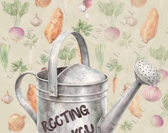 DIGITAL DOWNLOAD- “Rooting for You” Encouragement Card w/ Veggies