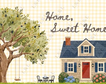 DIGITAL DOWNLOAD- Yellow Gingham Cozy Housewarming Card