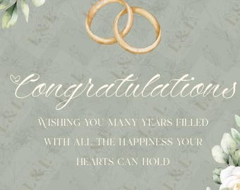 DIGITAL DOWNLOAD- Congratulations Wedding Card with White Roses