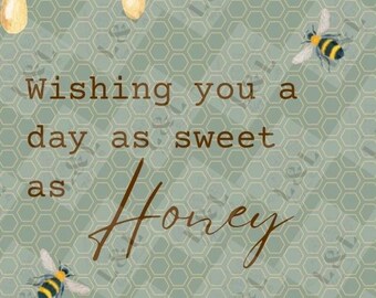 DIGITAL DOWNLOAD- Honey Bee Birthday Card