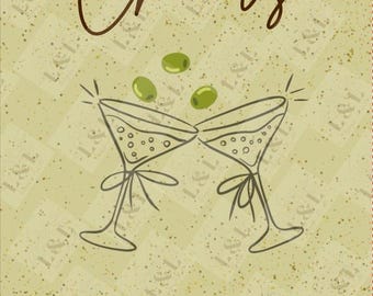DIGITAL DOWNLOAD- Olive Martini Birthday Card