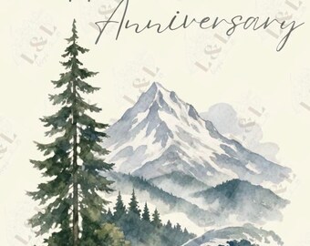 DIGITAL DOWNLOAD- Watercolor Mountains Anniversary Card- Isaiah 54:10