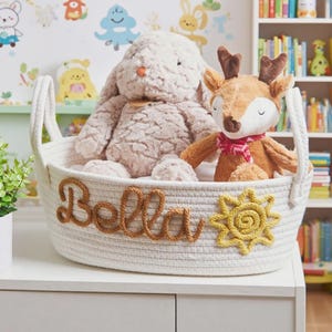 Personalisierter Seilkorb, handgefertigter Baumwollseilkorb, Baby-Namenskorb, benutzerdefinierter Name Aufbewahrungskorb für Baby, Kinder, Haustiere oder zu Hause