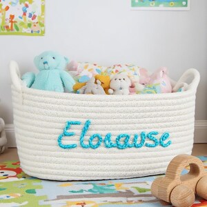 Baby-Namenskorb, personalisierter Seilkorb, handgemachter Baumwollseilkorb, benutzerdefinierter Namens-Aufbewahrungskorb für Baby, Kinder, Haustiere oder Zuhause