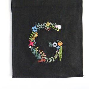 Letter G Botanical Embroidery Pattern | Floral Monogram PDF Embroidery Pattern