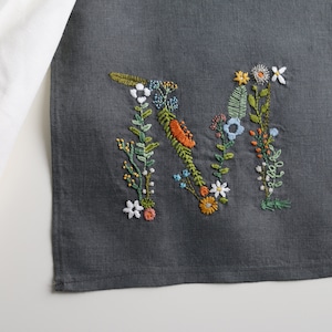 Letter M Botanical Embroidery Design | Floral Monogram PDF Embroidery Pattern