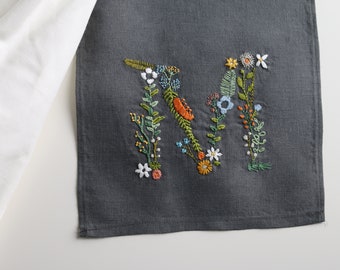 Letter M Botanical Embroidery Design | Floral Monogram PDF Embroidery Pattern