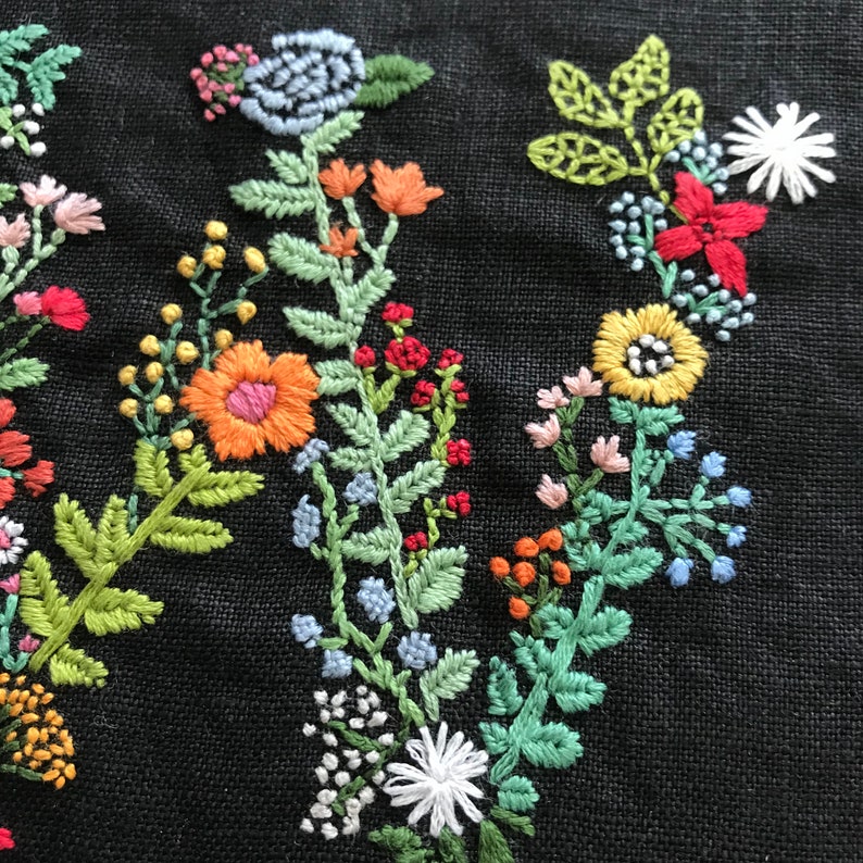 Floral Monogram PDF Embroidery Pattern Letter P Botanical Embroidery Design