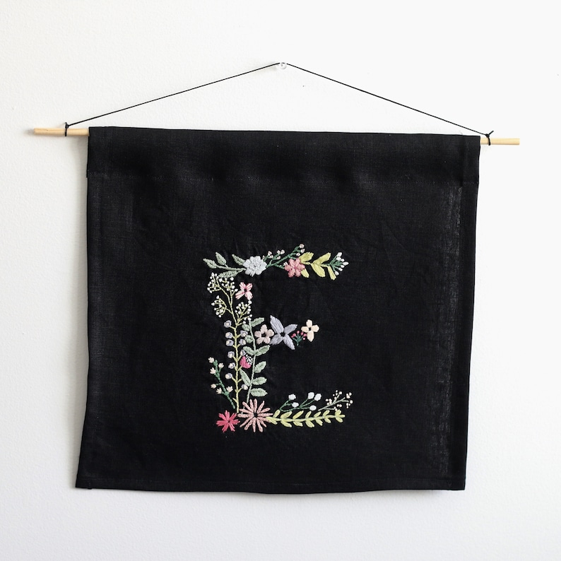 Floral Monogram PDF Embroidery Pattern Letter P Botanical Embroidery Design