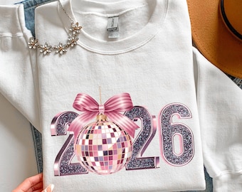 PNG de Ano Novo, 2026, Design para Camiseta de Ano Novo, Design para Sublimação 2026, Download Digital de Bola de Discoteca, Feliz Ano Novo 2026