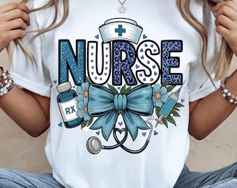 Infirmière PNG Design, bleu noeud infirmière PNG, Clipart appréciation infirmière, infirmière PNG, conception de chemise florale d'infirmière | Design tendance de chemise d'infirmière