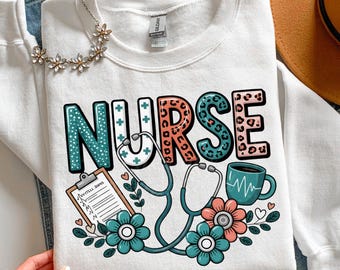 Nurse Coffee PNG Design, Cute Nurse Shirt Graphic, Caffeinated Nurse Clipart, Medical Trendy PNG, Nurse Life Sublimation Various Uses