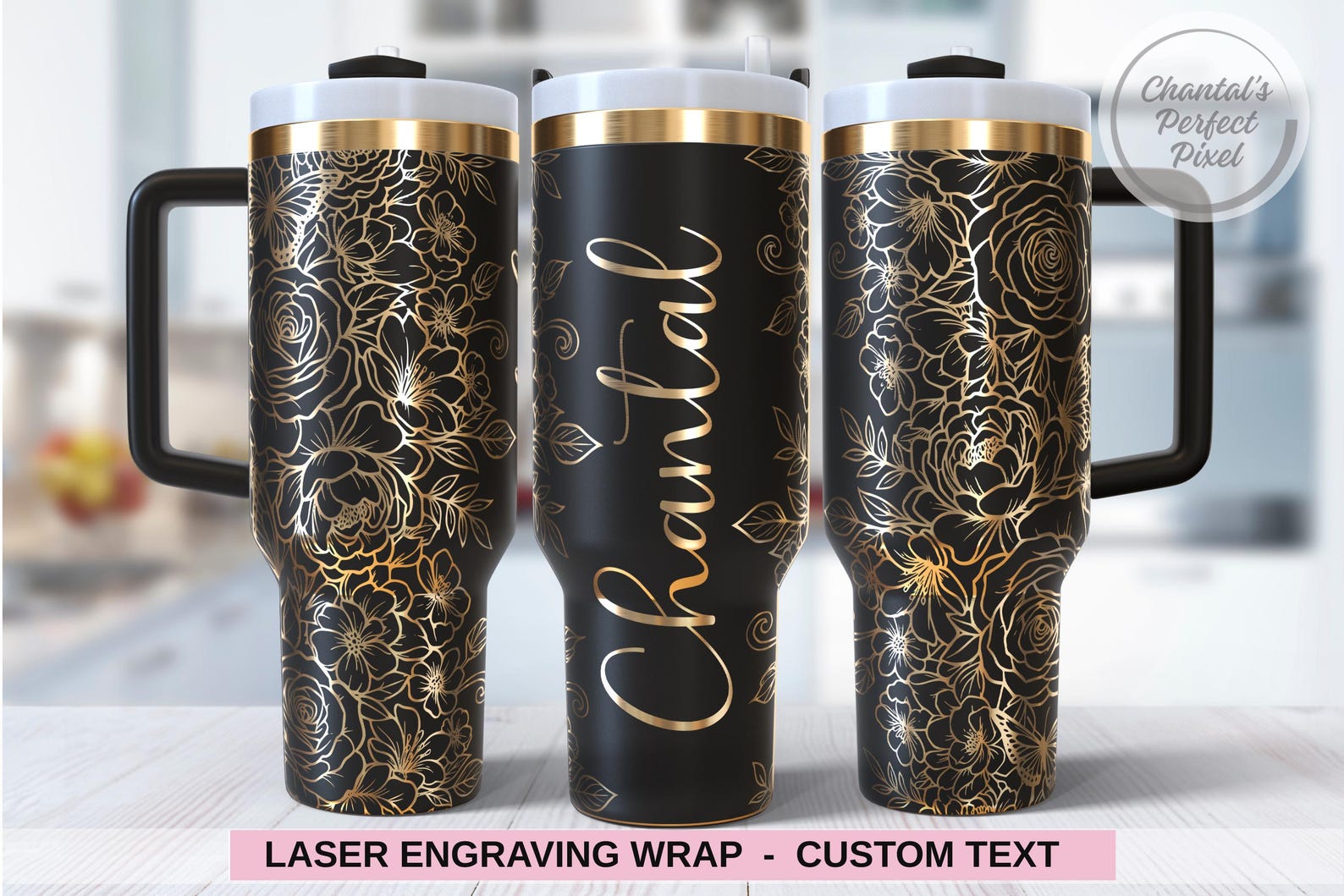 Personalized Name Laser Engraving Wrap SVG, Floral Tumbler Wrap, Custom ...