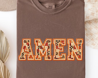 Amén, PNG de moda, PNG cristiano a cuadros, diseño de sublimación de fe universitaria, diseño de Bendito Jesús, camiseta bíblica femenina de tendencia, PNG