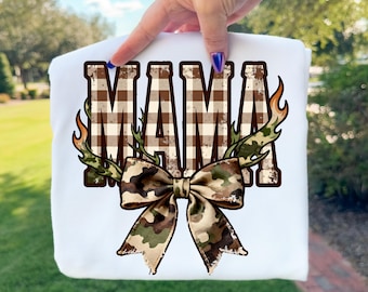 Hunting Mama Camo Western Retro PNG, Trendy Mom Shirt Sublimation Design, Camo Print Hunter Mom Camo Digital Download