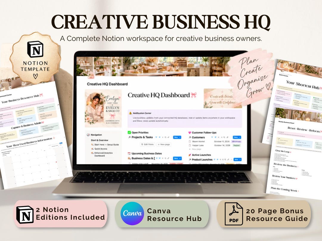 Notion Business Planner Template | Small Business Dashboard, CRM ...
