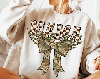 Hunting Mama Camo Western Retro PNG, Trendy Mom Shirt Sublimation Design, Camo Print Hunter Mom Camo, Camo Antler Bow Mama Design