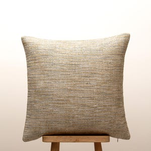 Handcrafted Beige Textured Pillow Cover: Earthy Woven Fabric Cushion for Cozy Home Decor