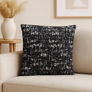 Textured Velvet Monochrome Pillow Cover: Modern Black & White Decorative Cushion for Sofa and Bed