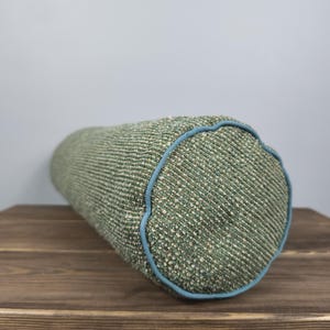 Groene kussensloop met textuur: linnen/katoenen lendenkussen 15 x 50 cm