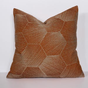 Rust Beige Geometric Linen Pillow Cover | Modern Decorative Cushion | Available in Multiple Sizes
