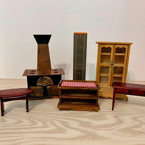 Vintage Dollhouse Furniture: Miniature Farmhouse Cabinets