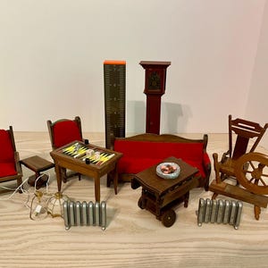 Dollhouse Furniture, Farmhouse Dollhouse, Mini Cabinets, Rustic Miniature Furniture, Vintage Dollhouse, Miniatures