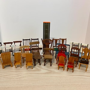Dollhouse Furniture, Chairs, Mini Chairs, Rustic Miniature Furniture, Vintage Dollhouse, Miniatures