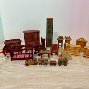 Dollhouse Furniture, Baby Room, Mini Cabinets, Rustic Miniature Furniture, Vintage Dollhouse, Miniatures