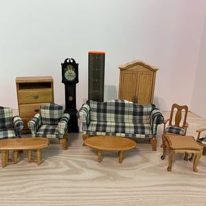 Dollhouse Furniture, Farmhouse Dollhouse, Mini Cabinets, Rustic Miniature Furniture, Vintage Dollhouse, Miniatures