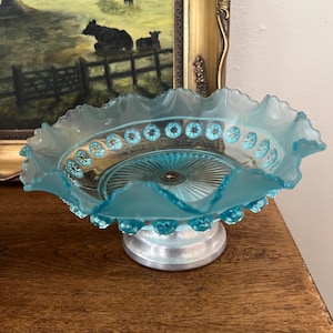 Blue vintage glass Bonbon/candy dish