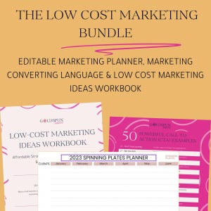Digital Marketing Planner Bundle | Low Cost Marketing Ideas | Marketing Workbook | Marketing Planner | Email Marketing Copywriting phrases
