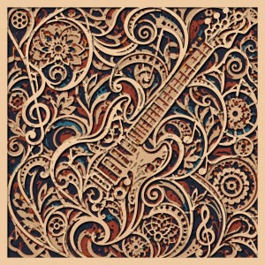 Mandala de guitarra en capas SVG / Plantilla de corte láser 3D (LightBurn, xTool, Glowforge)