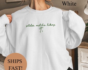 Pilates. Matcha. Senderismo. Camiseta, Regalo de estilo de vida saludable para ella, Camiseta para entusiastas del fitness, Top estético Clean Girl, Cumpleaños de mujer activa
